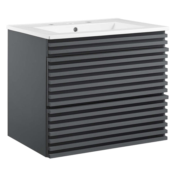 Modway Furniture Render 24" Wall-Mount Bathroom Vanity XRXT Gray White EEI-4433-GRY-WHI