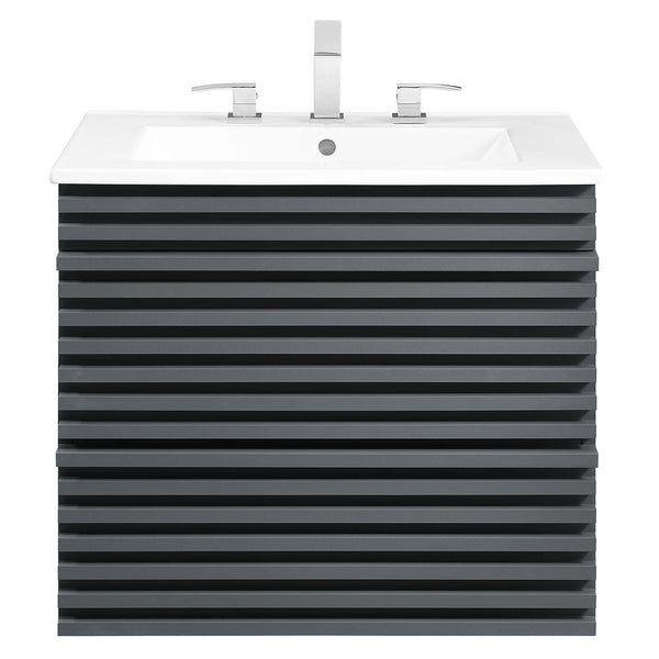 Modway Furniture Render 24" Wall-Mount Bathroom Vanity XRXT Gray White EEI-4433-GRY-WHI