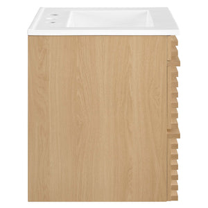 Modway Furniture Render 24" Wall-Mount Bathroom Vanity XRXT Oak White EEI-4433-OAK-WHI