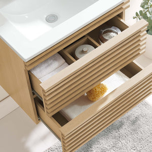 Modway Furniture Render 24" Wall-Mount Bathroom Vanity XRXT Oak White EEI-4433-OAK-WHI