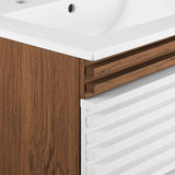 Modway Furniture Render 24" Wall-Mount Bathroom Vanity XRXT White Walnut White EEI-4433-WHI-WAL-WHI