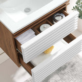 Modway Furniture Render 24" Wall-Mount Bathroom Vanity XRXT White Walnut White EEI-4433-WHI-WAL-WHI