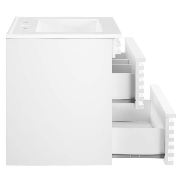 Modway Furniture Render 24" Wall-Mount Bathroom Vanity XRXT White White EEI-4433-WHI-WHI