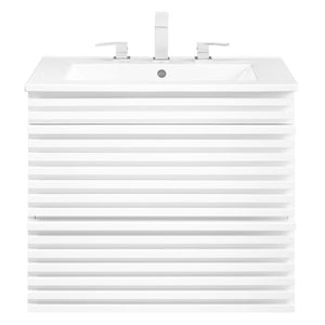 Modway Furniture Render 24" Wall-Mount Bathroom Vanity XRXT White White EEI-4433-WHI-WHI