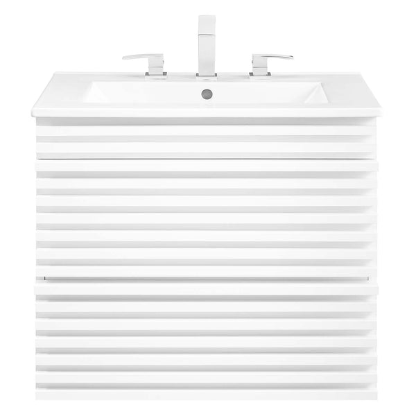 Modway Furniture Render 24" Wall-Mount Bathroom Vanity XRXT White White EEI-4433-WHI-WHI