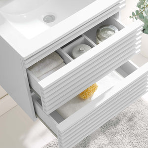 Modway Furniture Render 24" Wall-Mount Bathroom Vanity XRXT White White EEI-4433-WHI-WHI