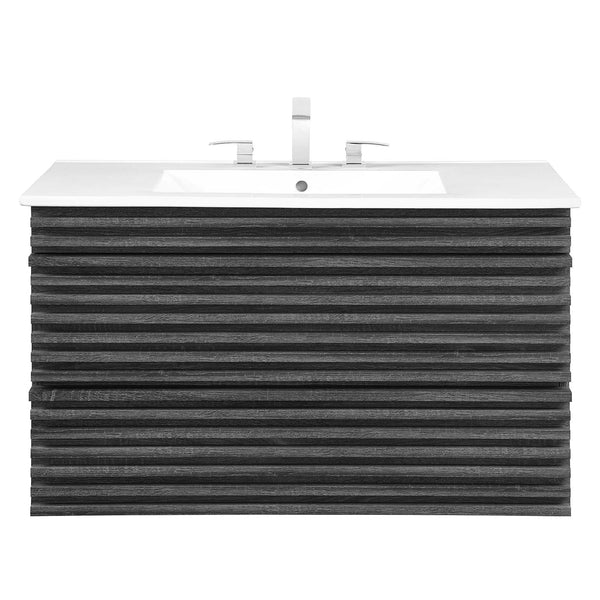 Modway Furniture Render 36" Wall-Mount Bathroom Vanity XRXT Charcoal White EEI-4436-CHA-WHI