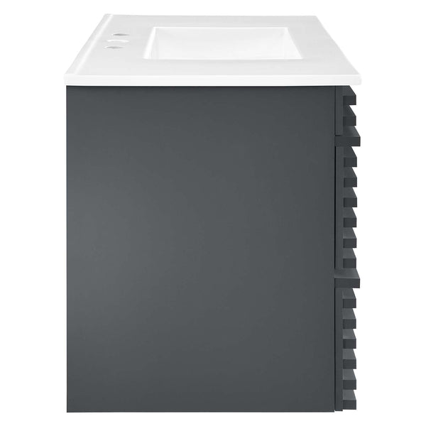 Modway Furniture Render 36" Wall-Mount Bathroom Vanity XRXT Gray White EEI-4436-GRY-WHI