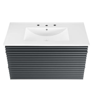 Modway Furniture Render 36" Wall-Mount Bathroom Vanity XRXT Gray White EEI-4436-GRY-WHI