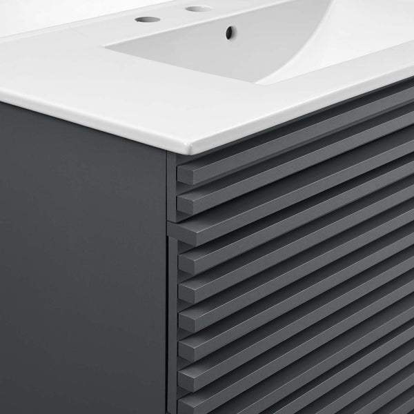 Modway Furniture Render 36" Wall-Mount Bathroom Vanity XRXT Gray White EEI-4436-GRY-WHI