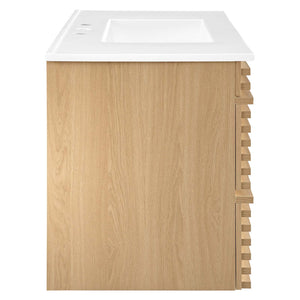 Modway Furniture Render 36" Wall-Mount Bathroom Vanity XRXT Oak White EEI-4436-OAK-WHI