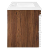 Modway Furniture Render 36" Wall-Mount Bathroom Vanity XRXT White Walnut White EEI-4436-WHI-WAL-WHI