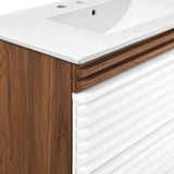 Modway Furniture Render 36" Wall-Mount Bathroom Vanity XRXT White Walnut White EEI-4436-WHI-WAL-WHI