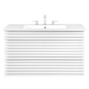 Modway Furniture Render 36" Wall-Mount Bathroom Vanity XRXT White White EEI-4436-WHI-WHI