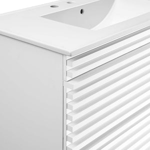 Modway Furniture Render 36" Wall-Mount Bathroom Vanity XRXT White White EEI-4436-WHI-WHI