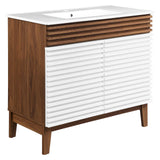 Modway Furniture Render 36" Bathroom Vanity XRXT White Walnut White EEI-4437-WHI-WAL-WHI