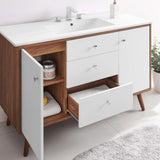 Transmit 48" Single Sink Bathroom Vanity Walnut White EEI-4438-WAL-WHI