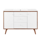 Transmit 48" Single Sink Bathroom Vanity Walnut White EEI-4438-WAL-WHI