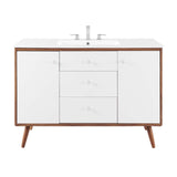 Transmit 48" Single Sink Bathroom Vanity Walnut White EEI-4438-WAL-WHI