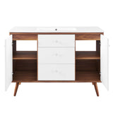 Transmit 48" Single Sink Bathroom Vanity Walnut White EEI-4438-WAL-WHI