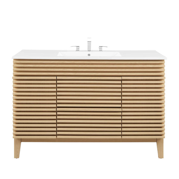 Modway Furniture Render 48" Single Sink Bathroom Vanity XRXT Oak White EEI-4439-OAK-WHI