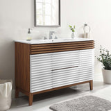 Modway Furniture Render 48" Single Sink Bathroom Vanity XRXT White Walnut White EEI-4439-WHI-WAL-WHI