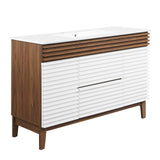 Modway Furniture Render 48" Single Sink Bathroom Vanity XRXT White Walnut White EEI-4439-WHI-WAL-WHI