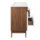 Modway Furniture Render 48" Single Sink Bathroom Vanity XRXT White Walnut White EEI-4439-WHI-WAL-WHI