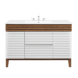 Modway Furniture Render 48" Single Sink Bathroom Vanity XRXT White Walnut White EEI-4439-WHI-WAL-WHI