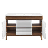 Modway Furniture Render 48" Single Sink Bathroom Vanity XRXT White Walnut White EEI-4439-WHI-WAL-WHI