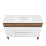 Modway Furniture Render 48" Single Sink Bathroom Vanity XRXT White Walnut White EEI-4439-WHI-WAL-WHI
