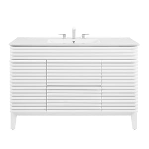 Modway Furniture Render 48" Single Sink Bathroom Vanity XRXT White White EEI-4439-WHI-WHI
