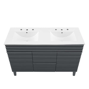 Modway Furniture Render 48" Double Sink Bathroom Vanity XRXT Gray White EEI-4441-GRY-WHI