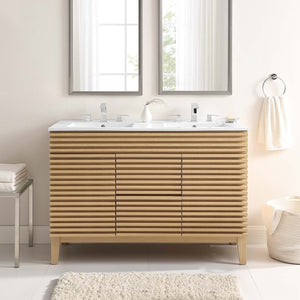 Modway Furniture Render 48" Double Sink Bathroom Vanity XRXT Oak White EEI-4441-OAK-WHI