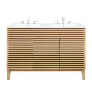 Modway Furniture Render 48" Double Sink Bathroom Vanity XRXT Oak White EEI-4441-OAK-WHI