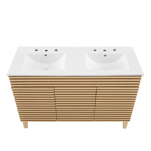 Modway Furniture Render 48" Double Sink Bathroom Vanity XRXT Oak White EEI-4441-OAK-WHI