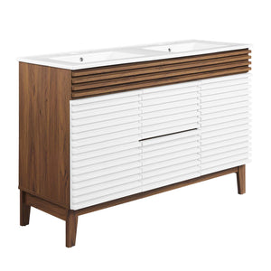 Modway Furniture Render 48" Double Sink Bathroom Vanity XRXT White Walnut White EEI-4441-WHI-WAL-WHI