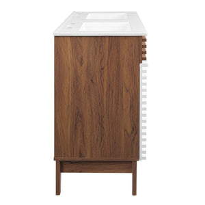 Modway Furniture Render 48" Double Sink Bathroom Vanity XRXT White Walnut White EEI-4441-WHI-WAL-WHI