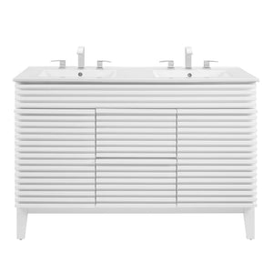 Modway Furniture Render 48" Double Sink Bathroom Vanity XRXT White White EEI-4441-WHI-WHI