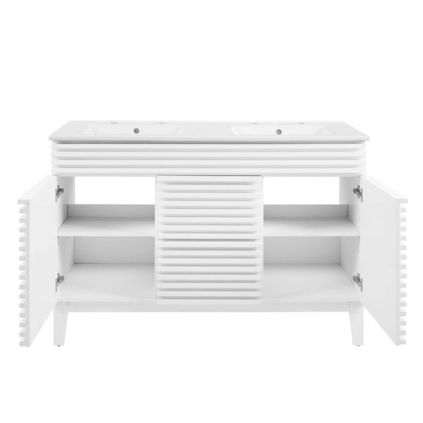 Modway Furniture Render 48" Double Sink Bathroom Vanity XRXT White White EEI-4441-WHI-WHI