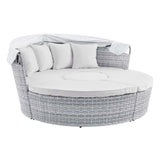 Scottsdale Canopy Outdoor Patio Daybed Light Gray White EEI-4442-LGR-WHI
