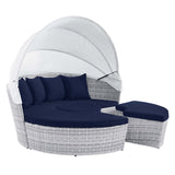 Scottsdale Canopy Sunbrella® Outdoor Patio Daybed Light Gray Navy EEI-4443-LGR-NAV