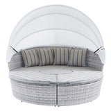 Scottsdale Canopy Sunbrella® Outdoor Patio Daybed Light Gray Pebble EEI-4443-LGR-PEB