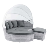 Scottsdale Canopy Sunbrella® Outdoor Patio Daybed Light Gray Gray EEI-4443-LGR-SLA