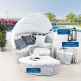 Scottsdale Canopy Sunbrella® Outdoor Patio Daybed Light Gray White EEI-4443-LGR-WHI