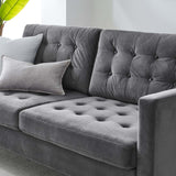 Exalt Tufted Performance Velvet Sofa Gray EEI-4444-GRY