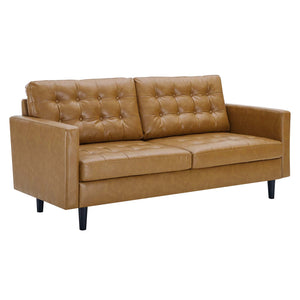 Exalt Tufted Vegan Leather Sofa Tan EEI-4446-TAN