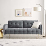 Cameron Tufted Performance Velvet Sofa Gray EEI-4450-GRY