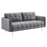 Cameron Tufted Performance Velvet Sofa Gray EEI-4450-GRY