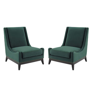 Confident Lounge Chair Upholstered Performance Velvet Set of 2 Green EEI-4487-GRN